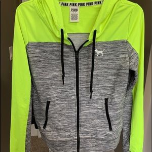 Pink Lightweight Colorblock Zip Up Hoodie